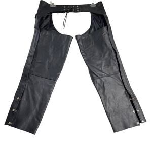 Hot Leathers Chaps XL Lined Button Cuffs Full Zip Legs Lace & Adjustable Buckle